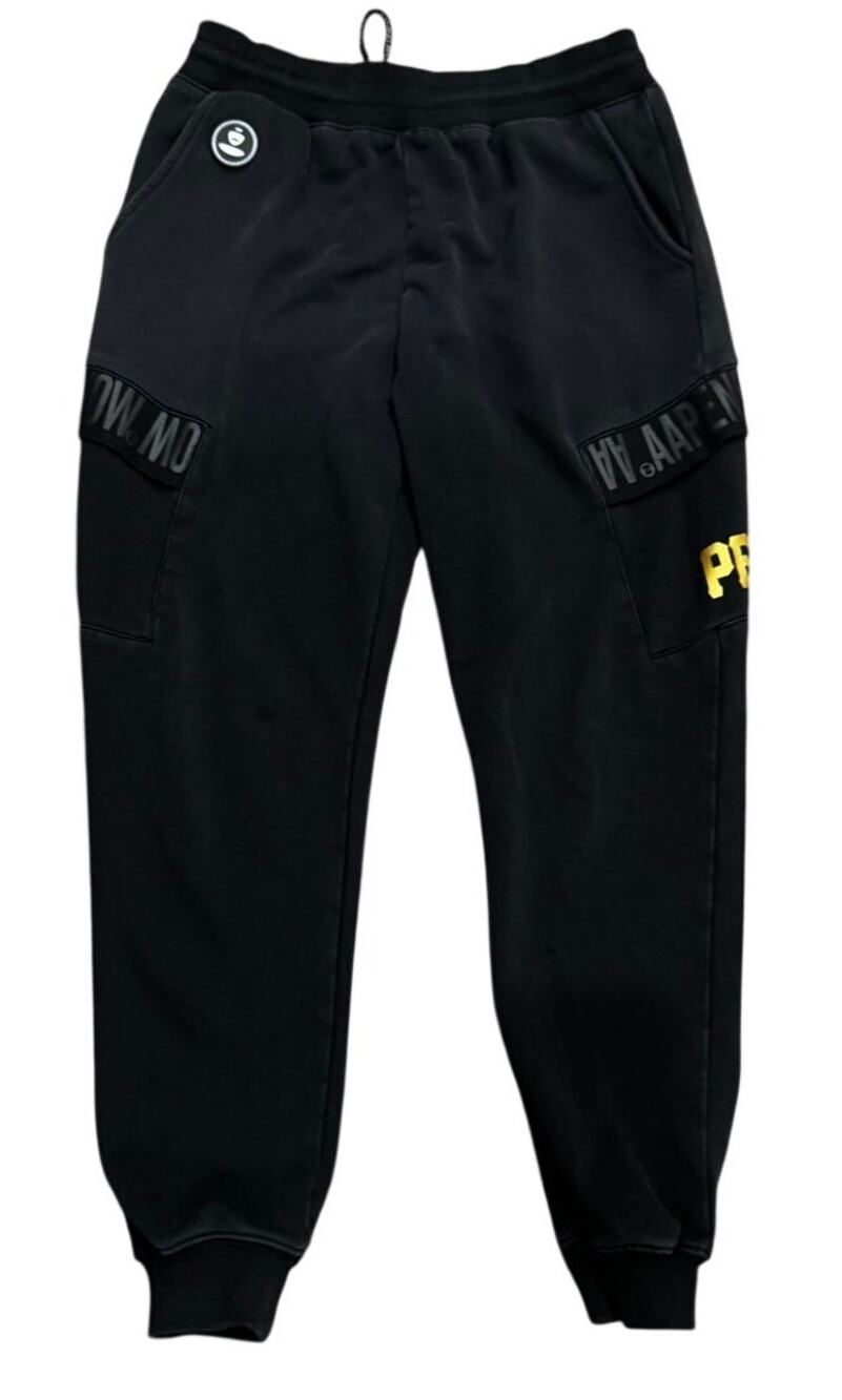 Aape A Bathing Ape Black Cargo Sweatpants Joggers Japanese Sz Large
